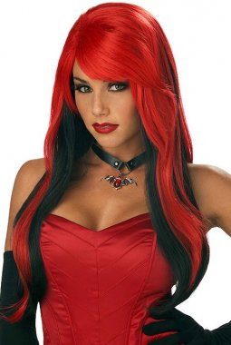 Red Black Volume Long Wig