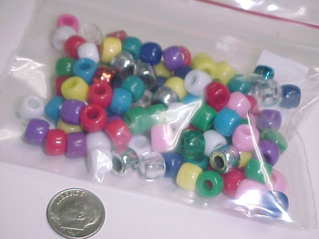Mixed Color Asst Pony Beads 100+Pcs S124 tnk-ent