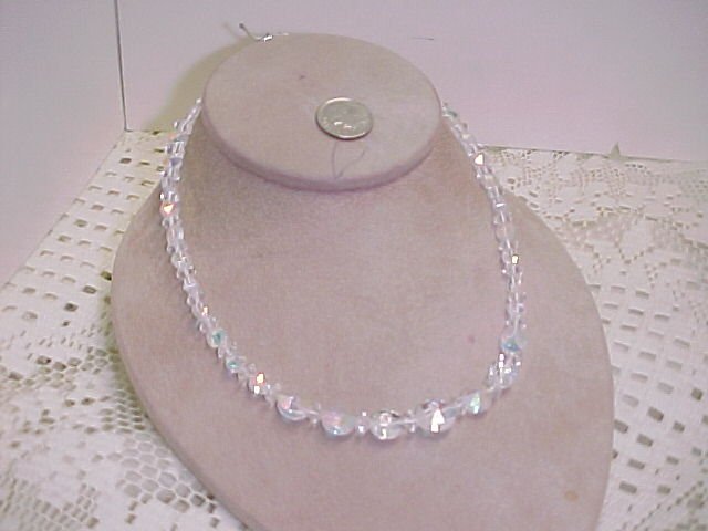 Vintage AB Crystals Single Strand Necklace A642* tnk-ent