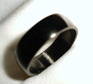 Plain black stainless steel jewelry ring band size 8