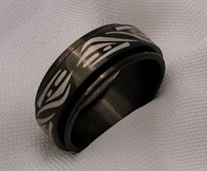 Black stainless steel spin spinner mexican jewelry ring band 11 12