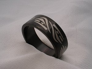 Black stainless steel Mexican design jewelry ring band size 12