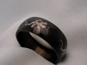 Mens unisex black stainless steel gecko lizard jewelry ring size 11