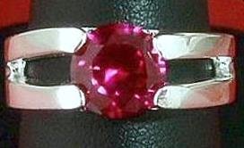 Created Ruby red Sterling Solitaire Ring band size 9