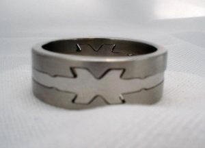 Mens stainless steel puzzle jewelry ring band with X design 11