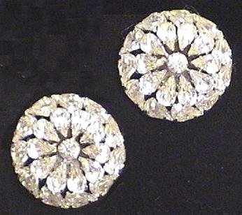 Large Pear-Cut Rhinestone Earrings Signed Weiss