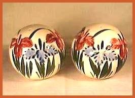 HAND PAINTED SPHERE Salt Pepper SHAKERS - IRISES