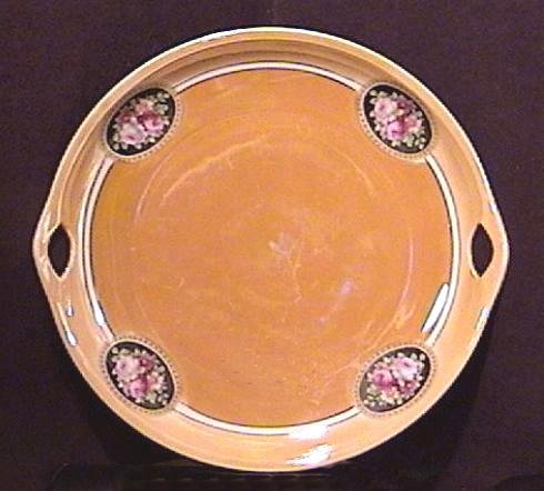 Peach Lustre Two Handled Plate, Germany