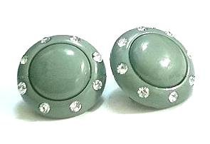 Sage Green PLASTIC & RHINESTONE EARRINGS