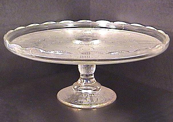 Jeannette Glass HARP Cake Stand with Gold Circa 1950's