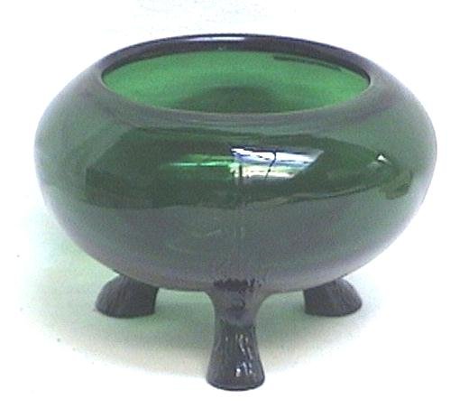 Forest Green Footed Flower Holder Bowl