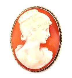 Vintage 18KT Gold CAMEO BROOCH Pendant 18 kt