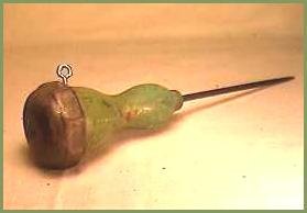 ICE PICK Green PAINTED WOOD HANDLE