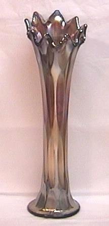 Long Thumbprint Carnival Glass Swung Vase