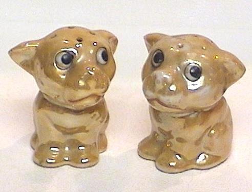 Peach Luster Pups Salt & Pepper Shakers