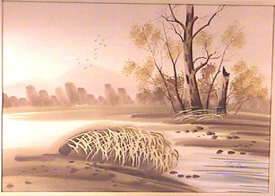 Framed Acrylic Landscape Painting Signed