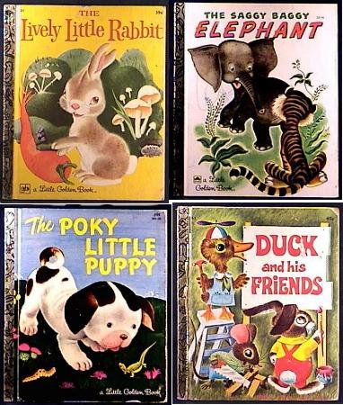 Four GOLDEN BOOKS Rabbit DUCK Elephant PUPPY Ship $2.55