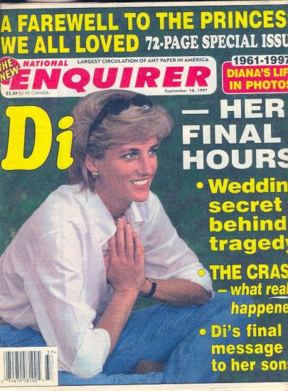 ENQUIRER Sept. 1997 FAREWELL TO DIANA