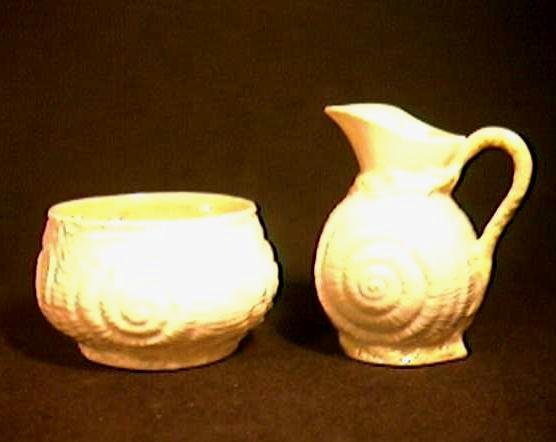 IRISH BELLEEK SUGAR Bowl & CREAMER