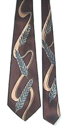 Vintage Silk Necktie with Bold Print Blue and Brown