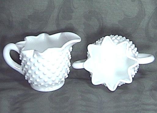 FENTON HOBNAIL STAR Milk Glass CREAMER SUGAR