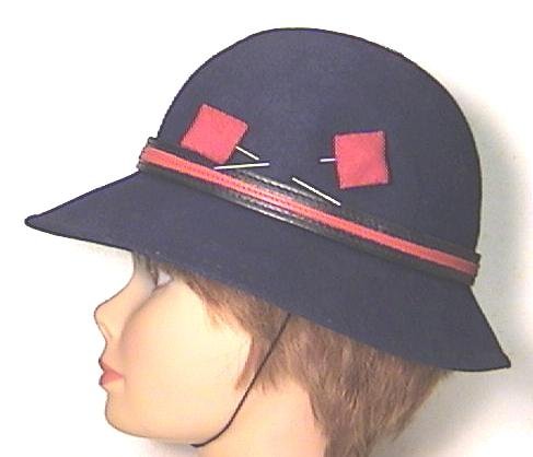 NAVY & RED WOOL School HAT