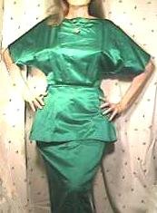 SATIN DRESS With PEPLUM Ca.1950's