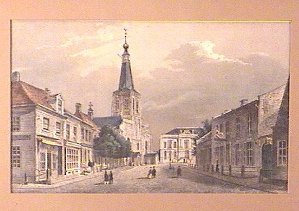 Framed ENGRAVING Ca.1850 STREET SCENE