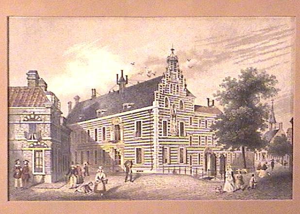 Framed ENGRAVING Ca.1850 MEETING HOUSE
