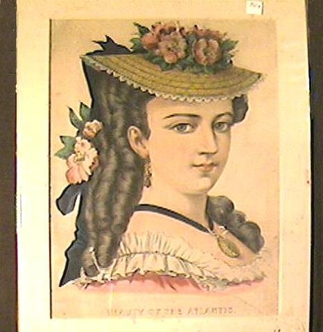 Currier & Ives Hand Colored Lithograph Beauty of the Atlantic Portrait