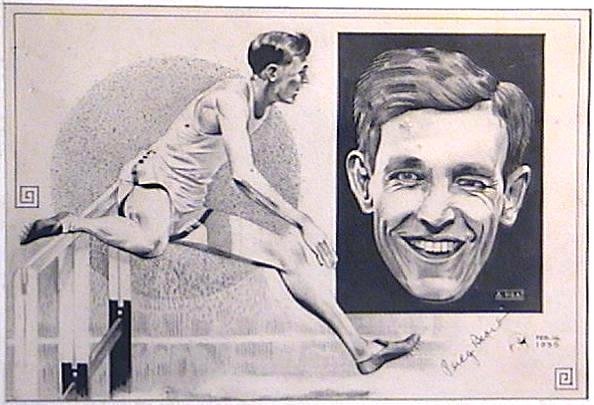 Percey Beard Period Autograph on Pen & Ink Drawing Track