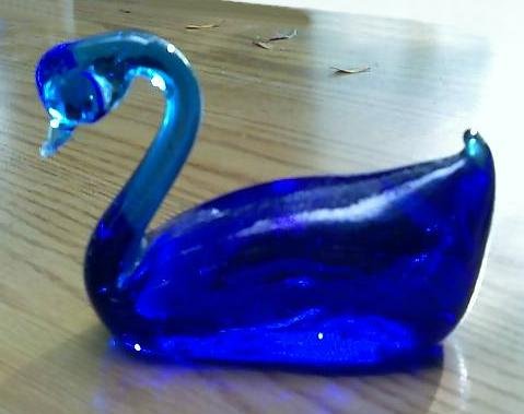 Vintage Cobalt Glass Swan Figurine
