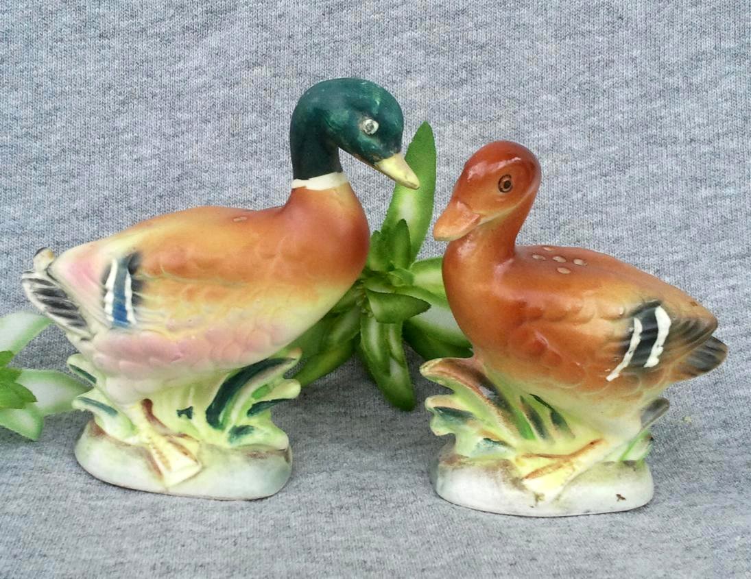 Vintage Bisque Mallards Salt & Pepper Shakers