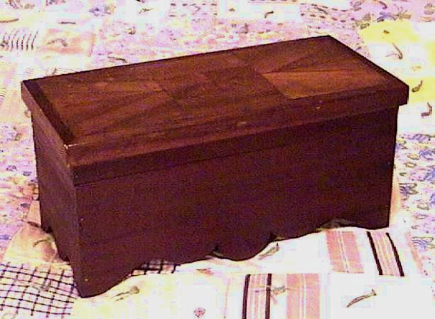 Mahogany Wood Inlay Document Box with All Around Shaped Apron