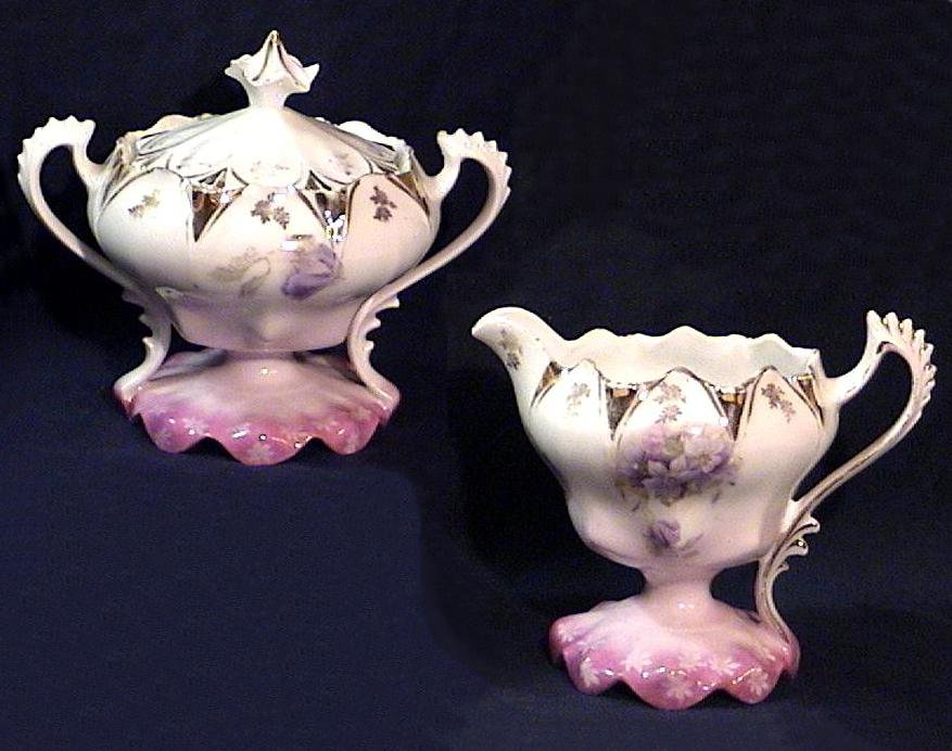 Royal Vienna Creamer and Sugar Bowl with Lid - Ca.1890