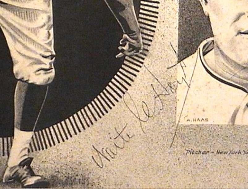 Waite Hoyt 1934 Autograph on Pen and Ink Drawing Baseball Old Timer N.Y. Yankees