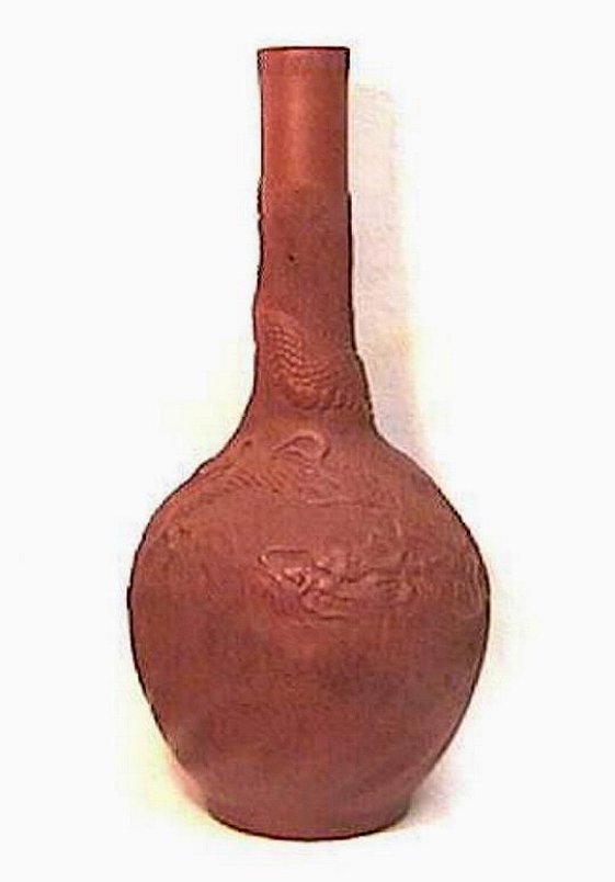 Earthenware Bottle Vase with Dragon - Japan