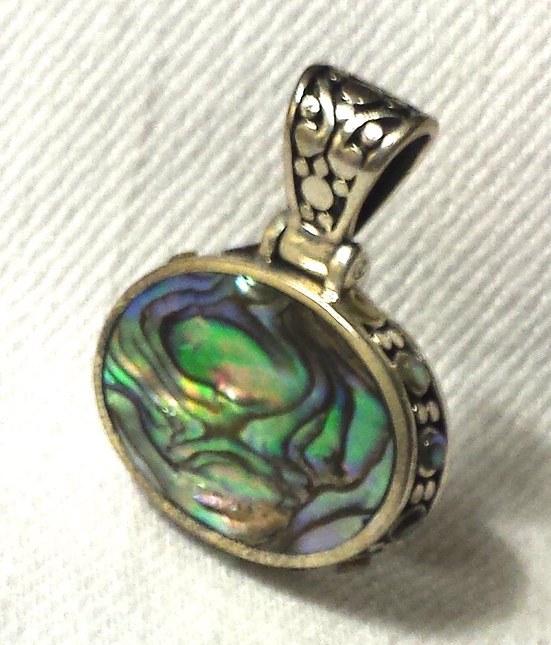 Abalone Paua Shell Sterling Silver Pendant - New
