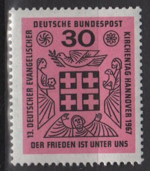 Germany 1967 - Scott 972 MNH - 30pf, "peace is Among Us", Protestant meeting (9-347)