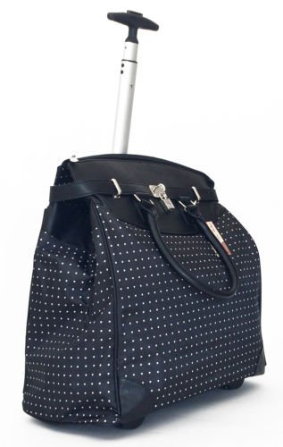 19" Computer/Laptop Bag Tote Duffel Rolling Wheel Case Purse Tablet Dots White