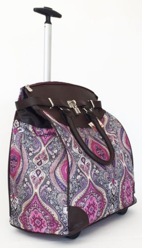 19" Computer/Laptop Bag Tote Duffel Rolling Wheel Case Purse Tablet Taj Pink