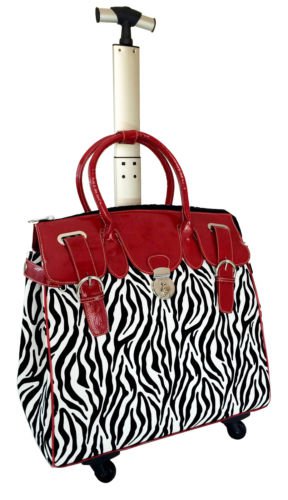 21" Computer/Laptop Bag Tote Duffel Carry Rolling 4 Wheel Spinner Luggage Zebra
