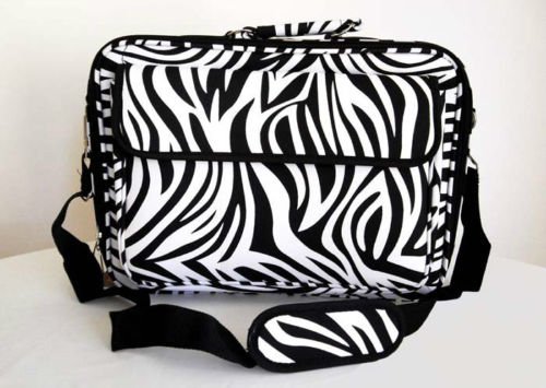 17" Computer/Laptop Ipad Briefcase Bag Padded Travel Office CarryOn Zebra Black