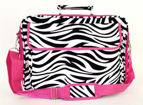 17" Computer/Laptop Ipad Briefcase Bag Padded Travel Office CarryOn Zebra Pink
