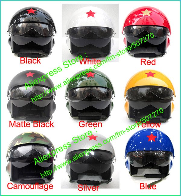 TK Chinese Military Air Force Jet Pilot Open Face Motorcycle Helmet & Visor M L XL XXL