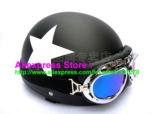 P.02 ABS Half Bol Vespa Cycling Open Face Motorcycle Matt Black Helmet Casco Casque & Goggles Free