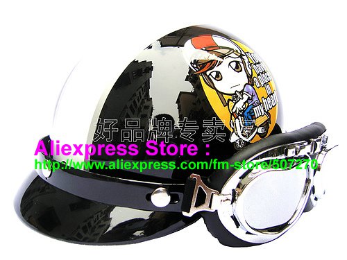P.06 ABS Half Bol Cycling Open Face Motorcycle Black # Motor Girl Helmet Casco Casque & Goggles