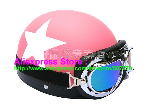 P.07 ABS Half Bol Cycling Open Face Motorcycle Matt Pink # White Star Helmet Casco Casque & Goggles