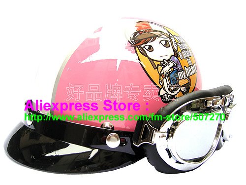 P.08 ABS Half Bol Cycling Open Face Motorcycle Pink # Motor Girl Helmet Casco Casque & Goggles