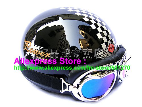 P.46 ABS Half Bol Cycling Open Face Motorcycle Black # Grid Helmet Casco Casque & Goggles